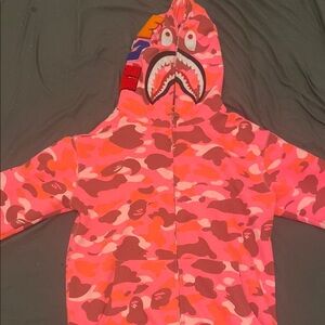 BAPE Shark Hoodie in Pink and Brown Camo